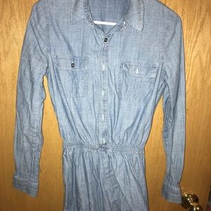 Denim Romper w/ Long Sleeves